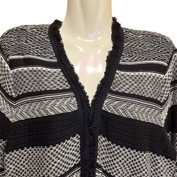 Ann Taylor Loft Womens Cardigan LP 100% Cotton‎ Shrug Blue Open Front Fringe - Picture 4 of 9